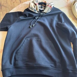 Burberry Black Hoodie with Checkered Hood